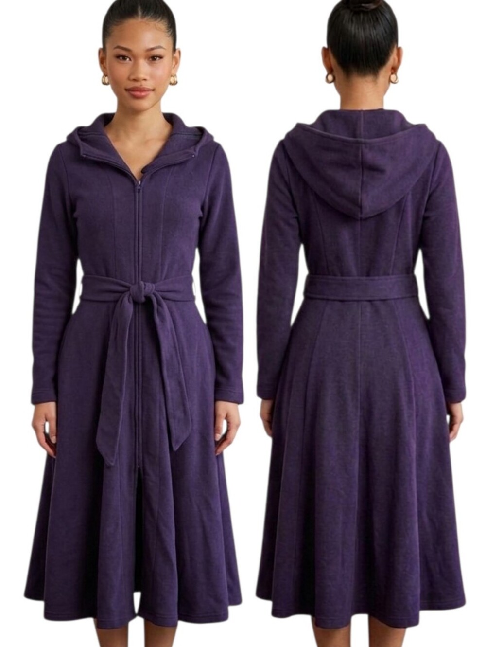 EFFIE'S HEART Purple Hooded Fleece Lined Sweatshirt Dress - Size XS